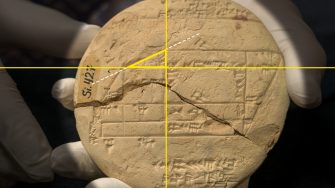 Close up of Si.427  geometry clay tablet Pythagorean triples.