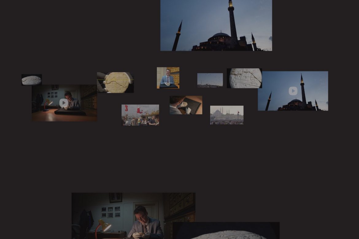 Collection of images of Istanbul and clay tablet.
